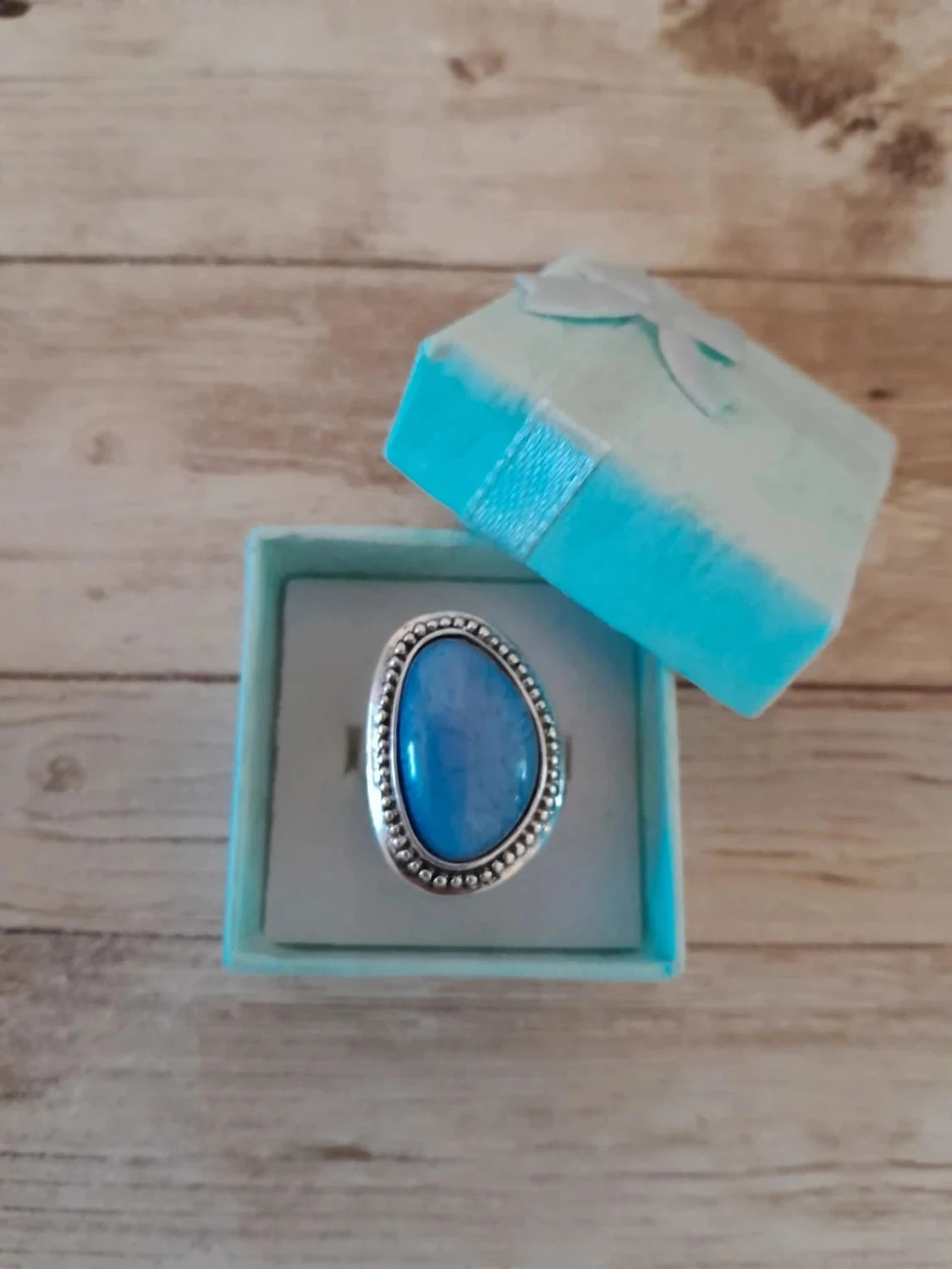 Bague pierre bleue, ajustable